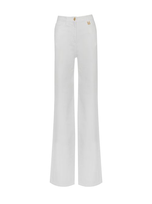 Jeans a palazzo con dettaglio logo Avorio Elisabetta Franchi | PJ23N61E2360